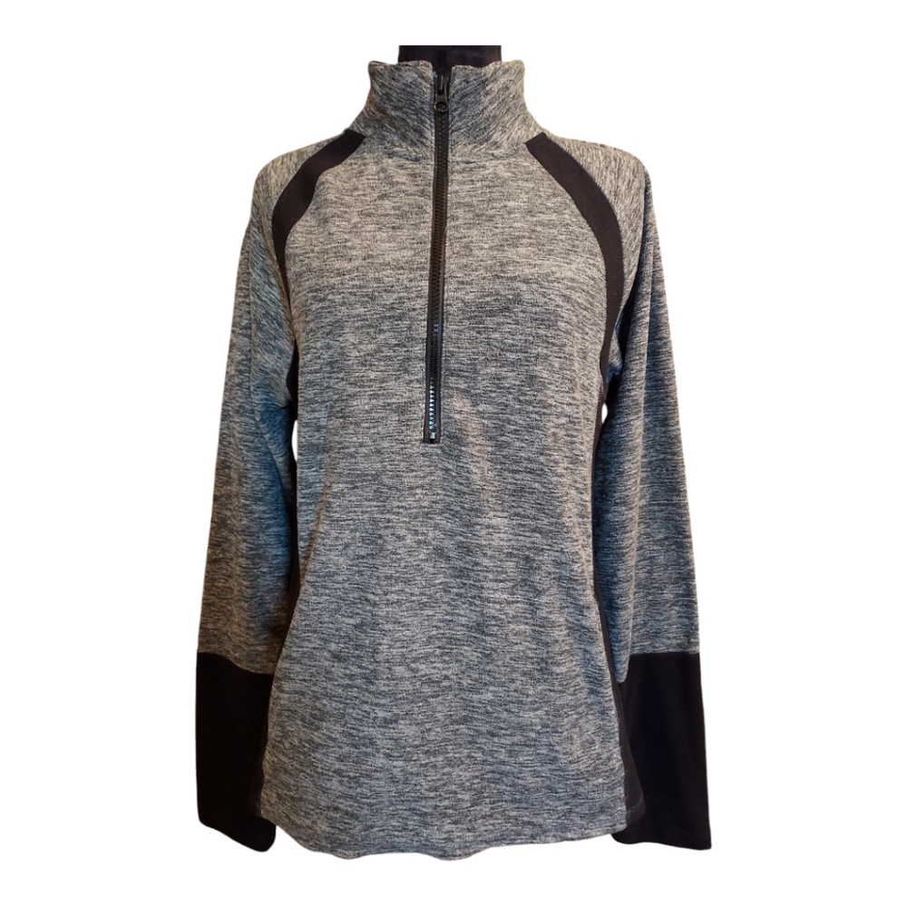 SO Cozycore Grey Black Space Dye 1/4 Zip Thumbholes Activewear Athleisure Top XL - Picture 2 of 9